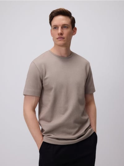 T-shirt regular ze strukturalnej dzianiny