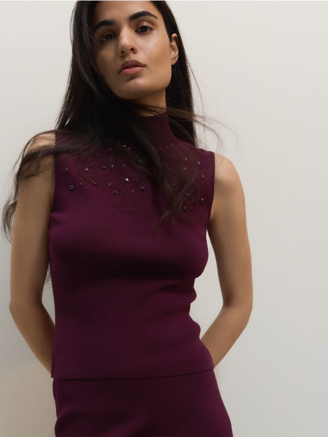 Top with neckline applique - RESERVED