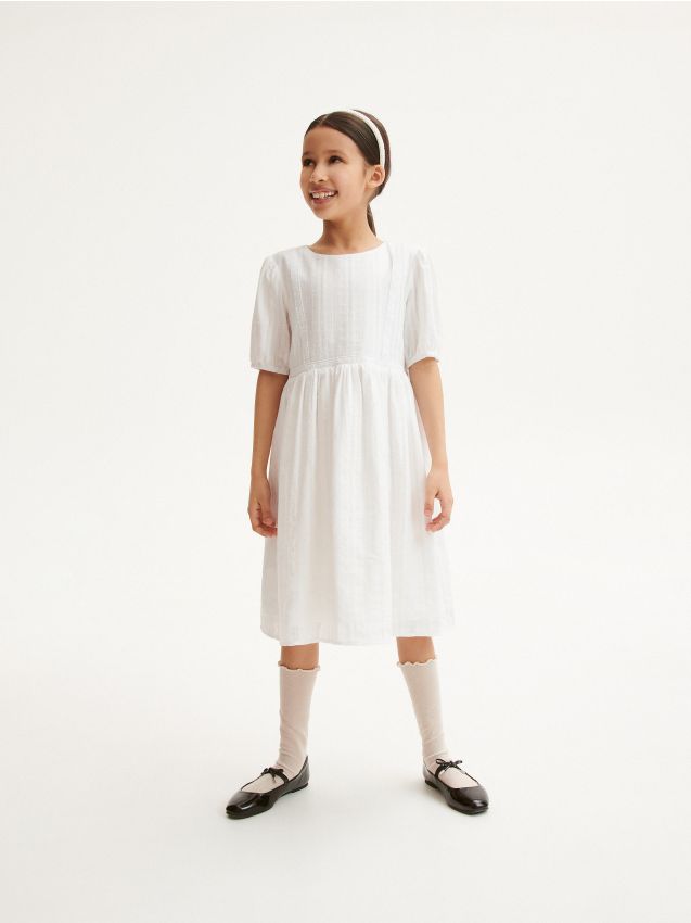 Syntetyczny 34 Obraz biała sukienka reserved dla dziewczynki