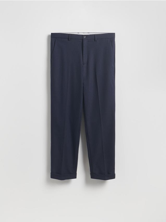 Reserved - Pantaloni clasici, cu adaos de viscoză - bleumarin