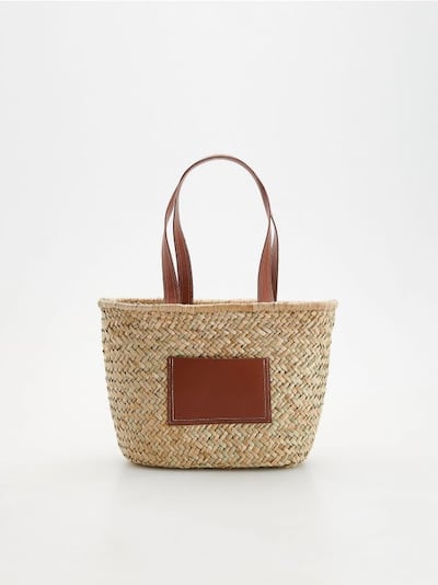 Woven straw basket bag