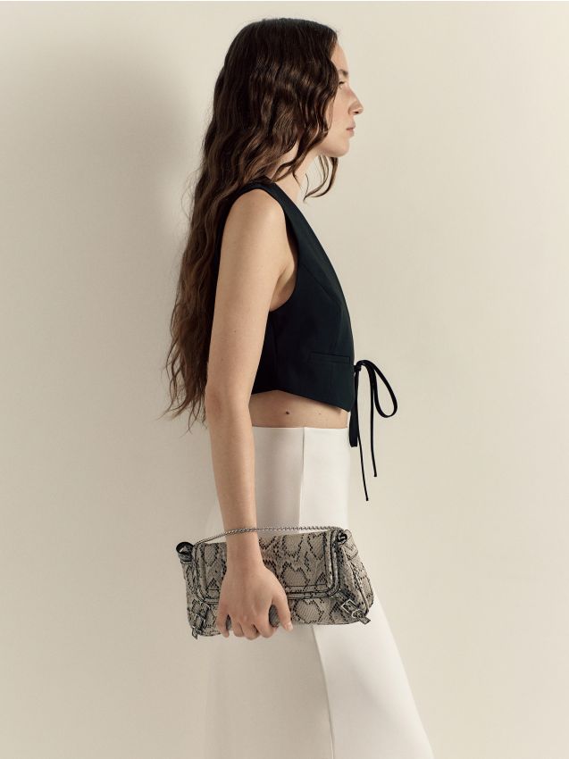 Reserved - geantă crossbody și model cu imprimeu animal - multicolor