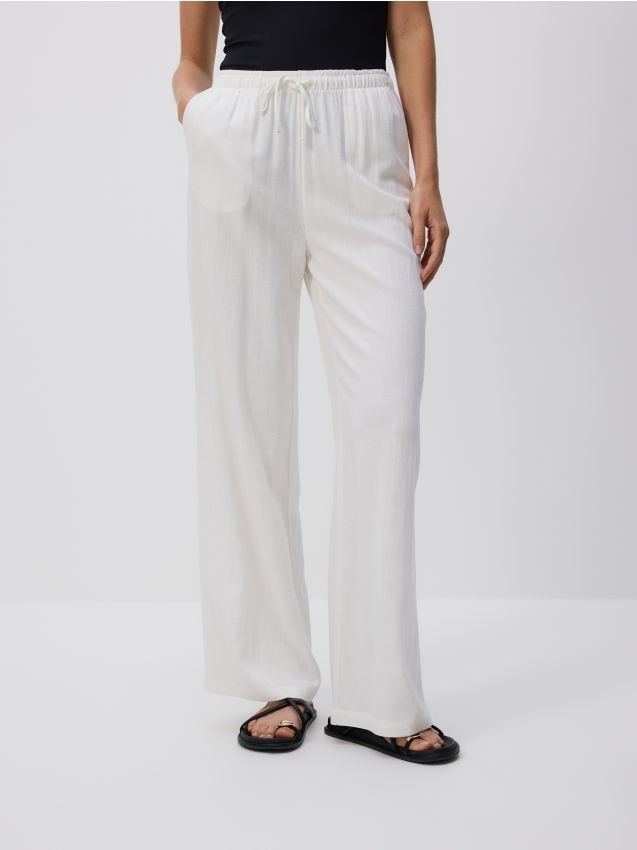 Loose trousers with linen blend - RESERVED