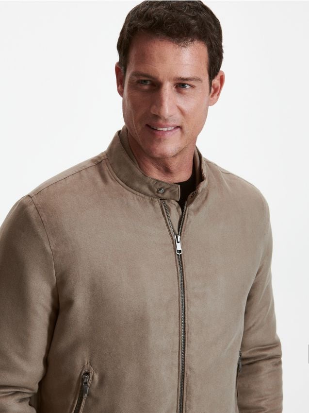 Jacket with stand up collar