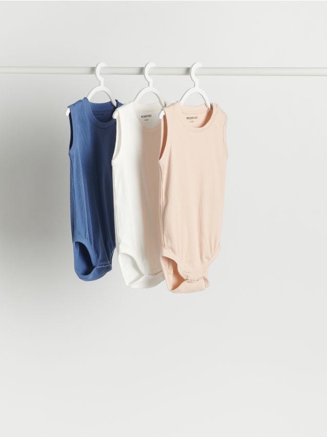 Reserved - set de 3 body-uri din tricot striat - bleumarin