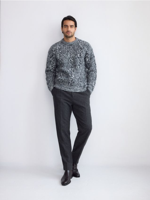 Reserved - Pulover cu torsade și conținut ridicat de lână - multicolor