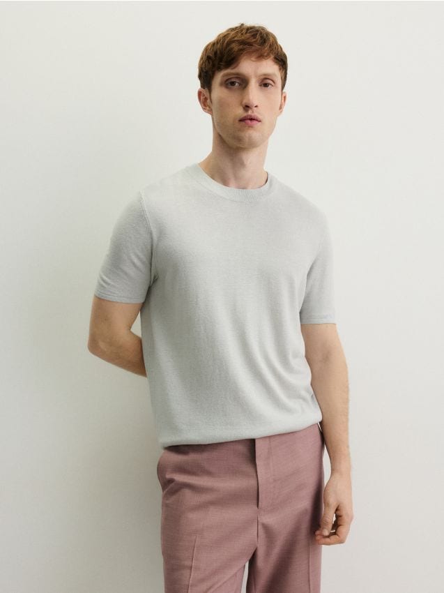 Linen blend T-shirt - RESERVED