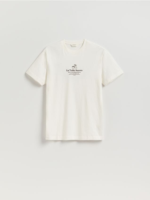 T-shirt i comfort fit med print - RESERVED