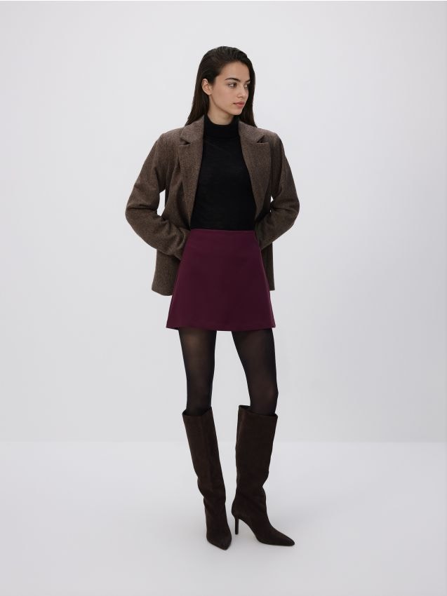 Reserved - Fustă tip tenis cu adaos de viscoză - bordo