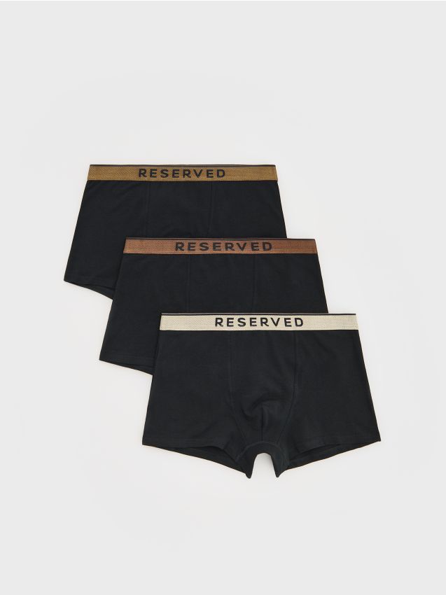 Reserved - Set de 3 perechi de boxeri classic - negru