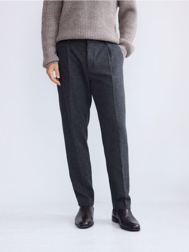 Reserved - Pantaloni slim fit din lână - gri-închis