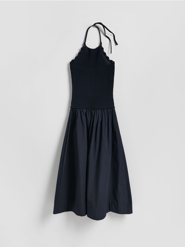 Midi dress with tie waist - RESERVED