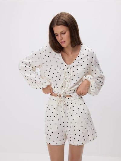 Patterned muslin shorts