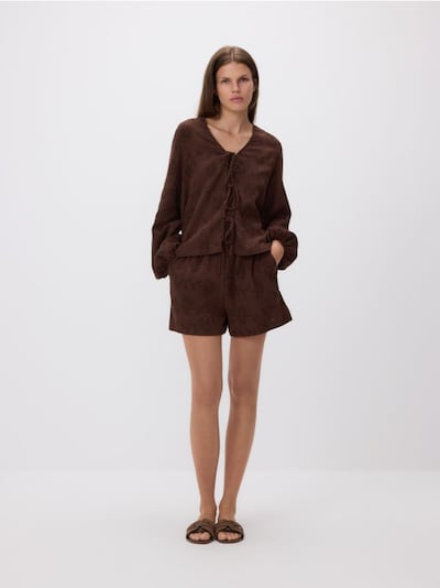 Patterned muslin shorts
