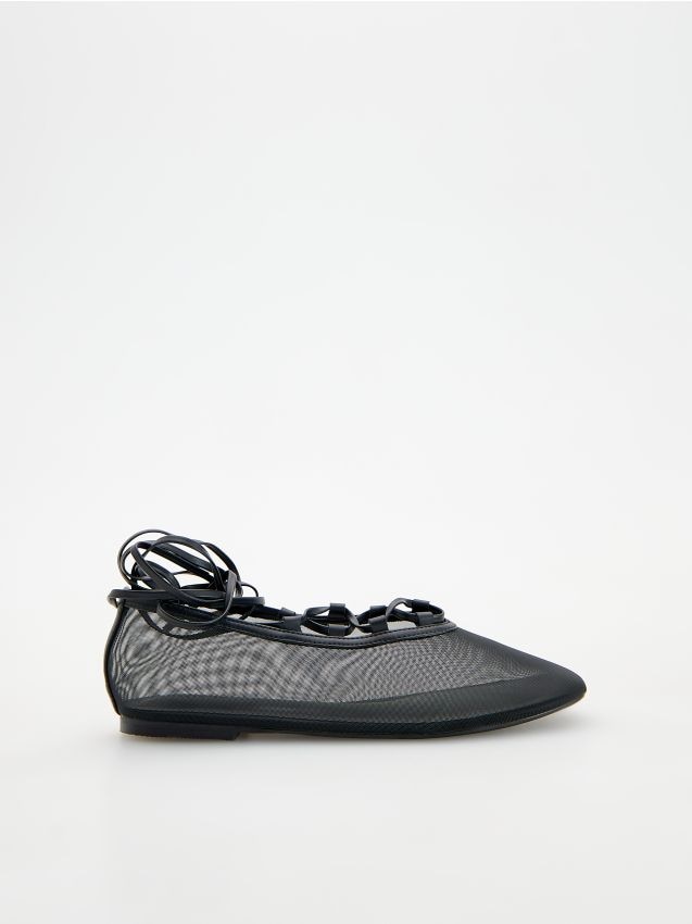 Mesh ballerinas with ties - RESERVED