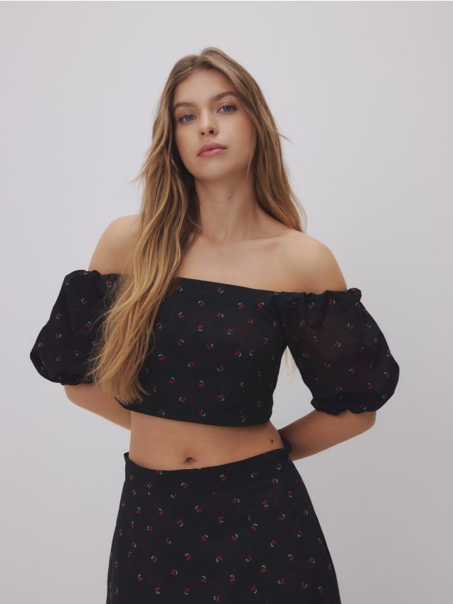 Cropped off shoulder top - RESERVED