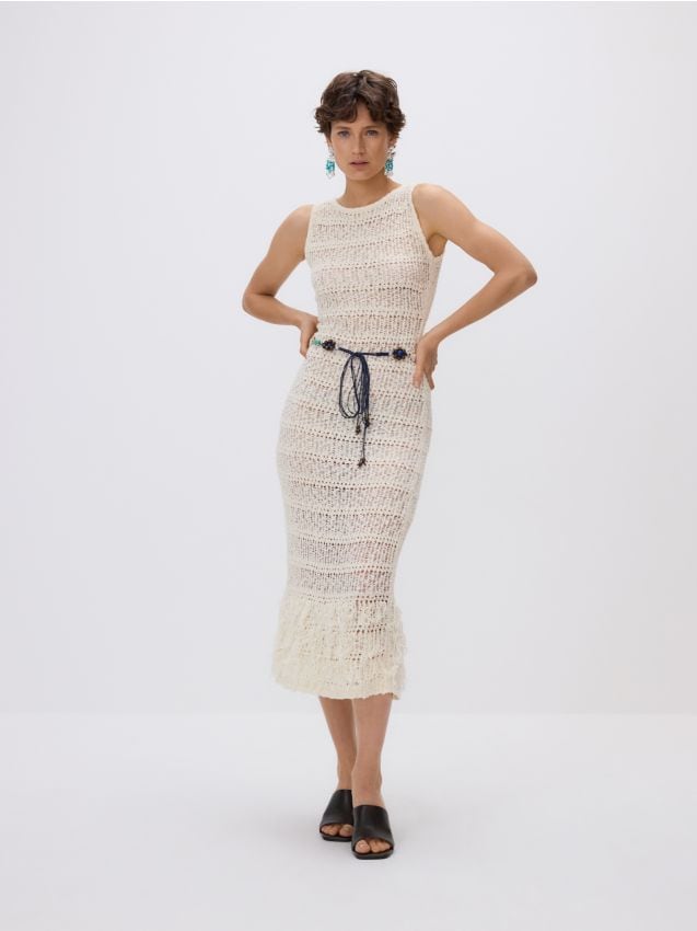 Jersey dress with belt - RESERVED