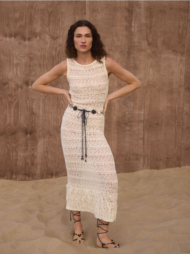 Jersey dress with belt - RESERVED