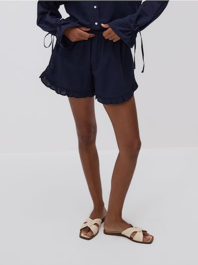Shorts aus Baumwolle mit Rüschen