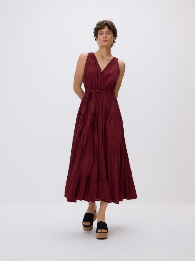 Crinkled dress with tie - RESERVED
