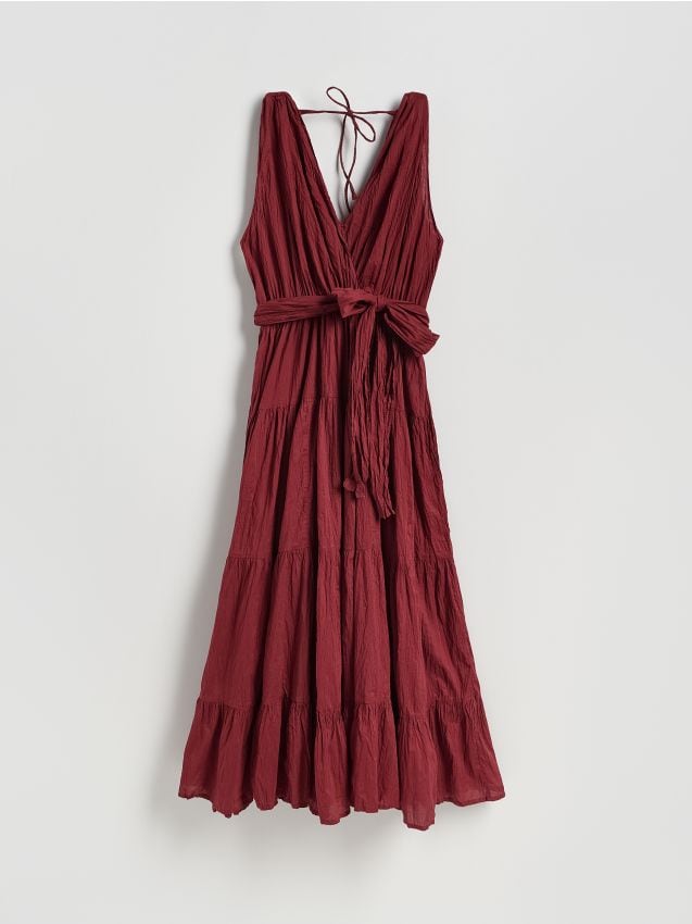 Crinkled dress with tie - RESERVED