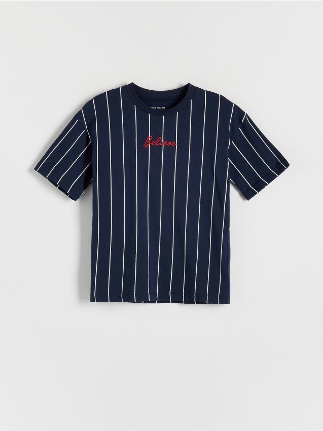 Reserved - tricou oversized în dungi - bleumarin