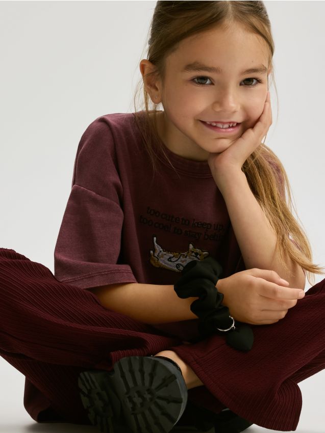 Reserved - Tricou cu broderie - maro