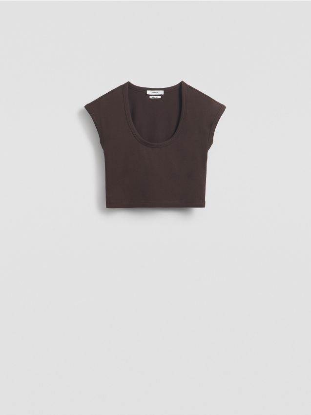 Reserved - Crop top bogat în bumbac - maro-închis