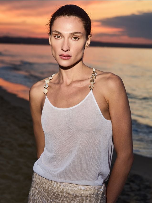 Top with decorative beads - RESERVED