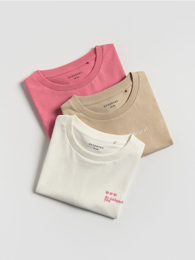Reserved - Tricou din bumbac 3 bucăți - multicolor