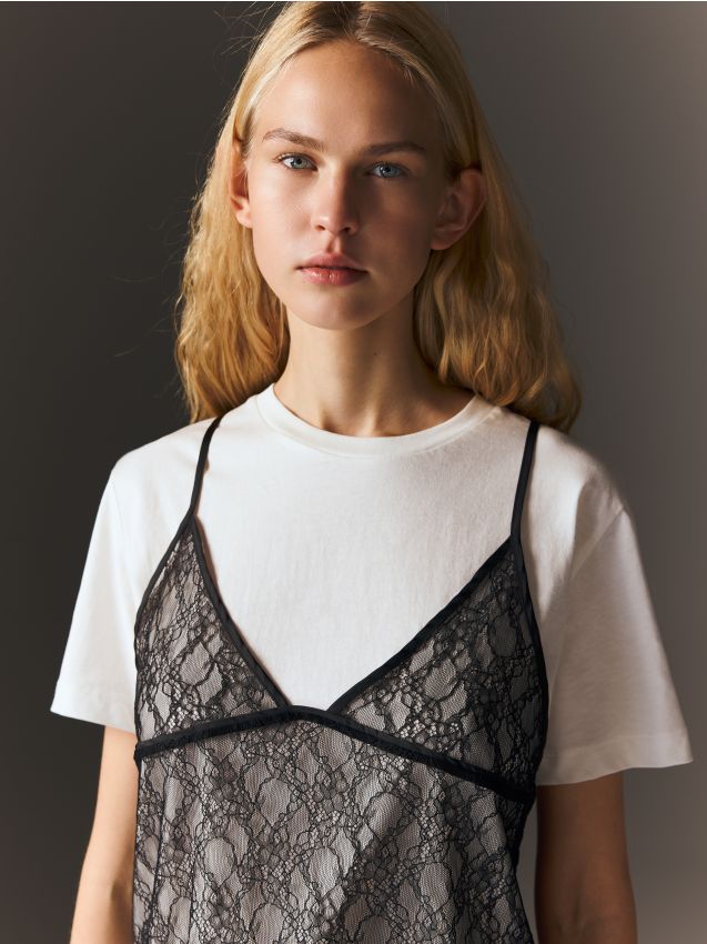 Maglietta con top in pizzo - RESERVED