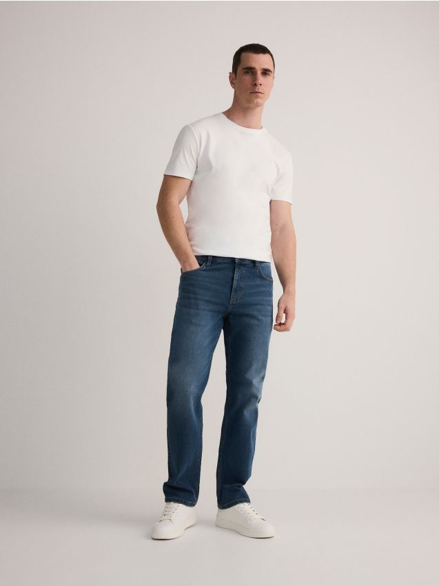 Straight jeans with wash effect - RESERVED