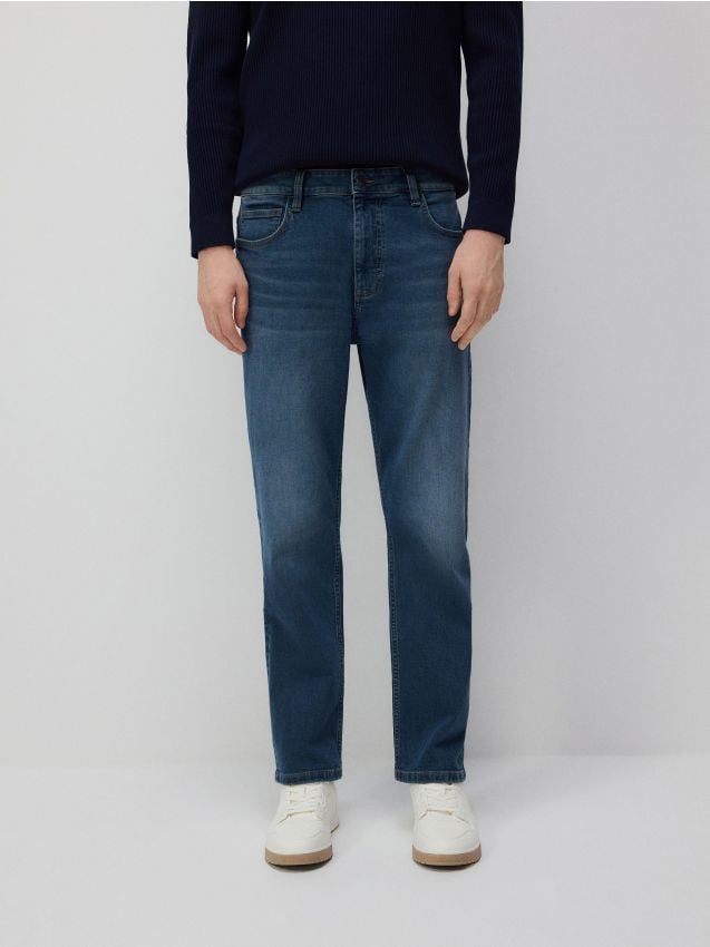 Straight jeans with wash effect - RESERVED