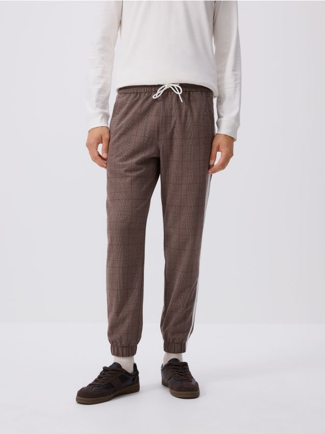 Reserved - Pantaloni jogger cu lampasuri - maro