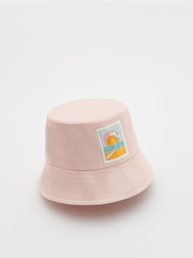 Reserved - pălărie bucket cu aplicație - roz-pastel