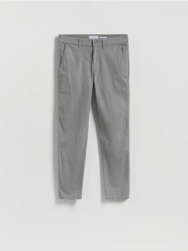 Reserved - Pantaloni chino slim cu conținut ridicat de bumbac - gri deschis