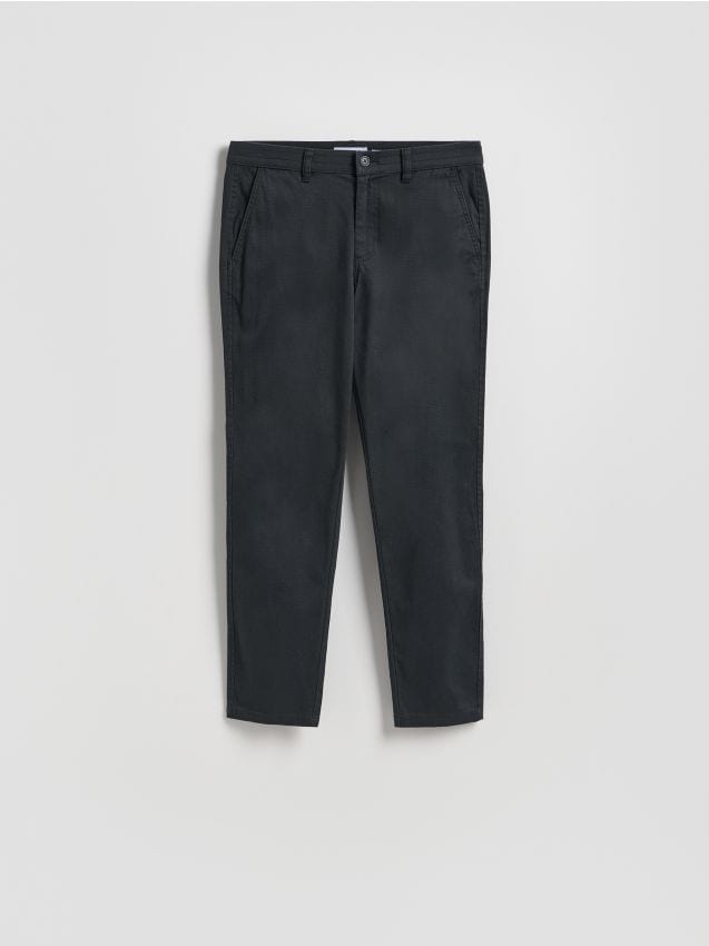 Reserved - Pantaloni chino slim cu conținut ridicat de bumbac - gri-închis