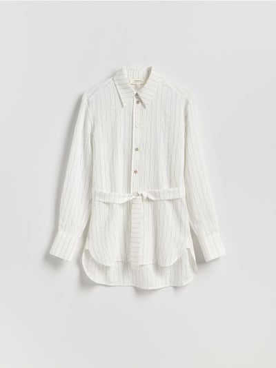 Longline shirt with tie waist