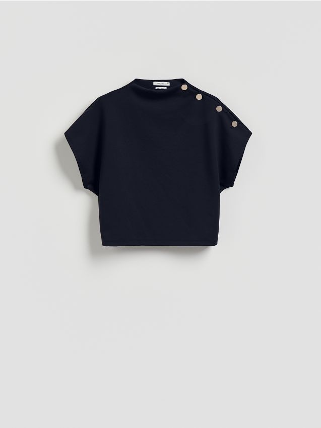 T-shirt oversize z haftem Kolor zielony - RESERVED - 6920M-77X