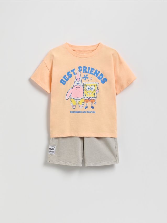 Reserved - BOYS` T-SHIRT & SHORTS - bej Reserved - BOYS` T-SHIRT & SHORTS - bej