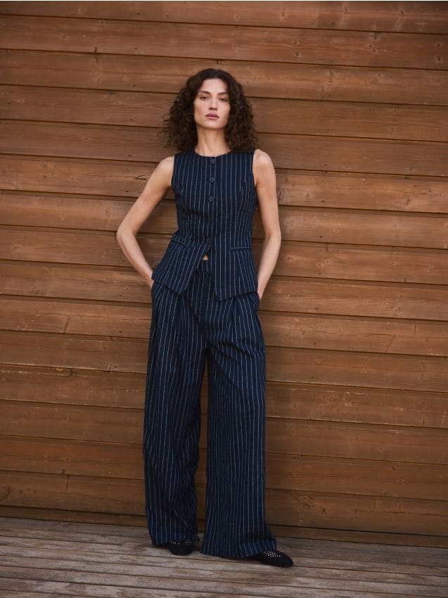 Linen rich wide leg trousers - RESERVED