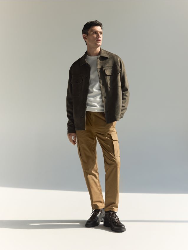 Reserved - Pantaloni cargo cu curea - brun-auriu