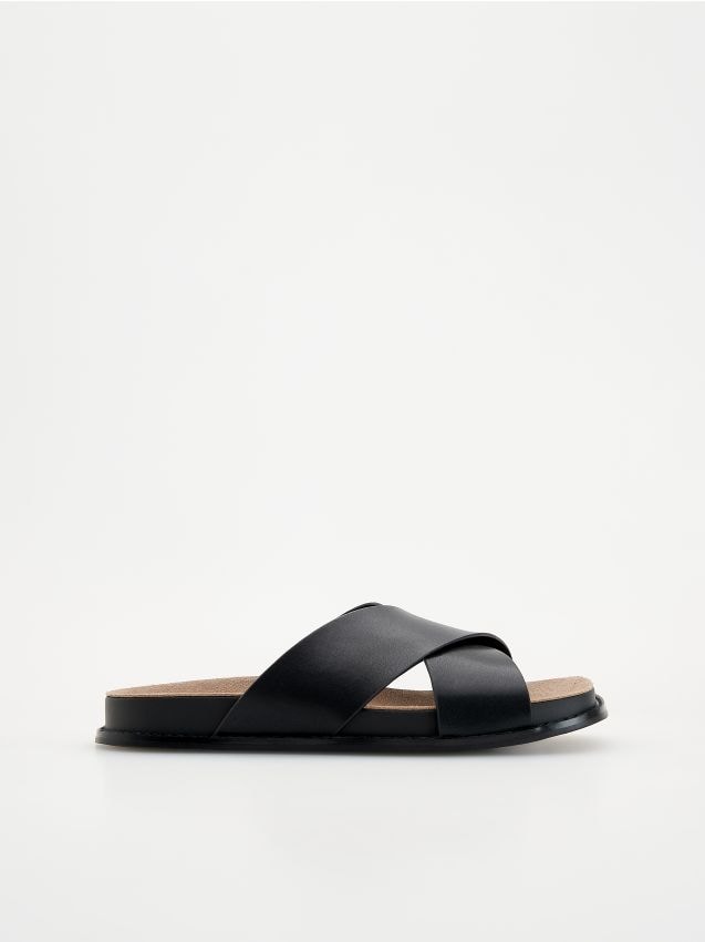 Sliders with leather rich straps - RESERVED
