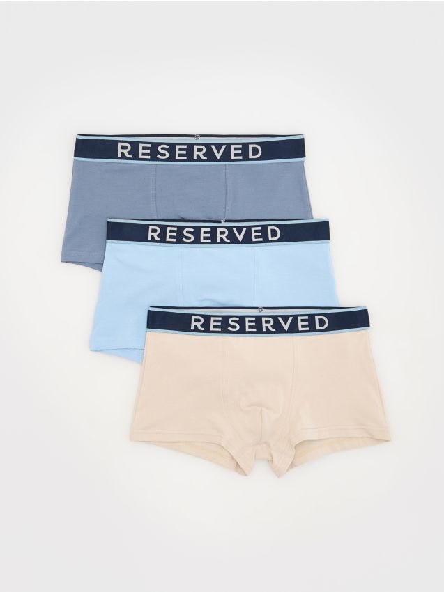 Reserved - Set de 3 perechi de boxeri long - albastru-deschis