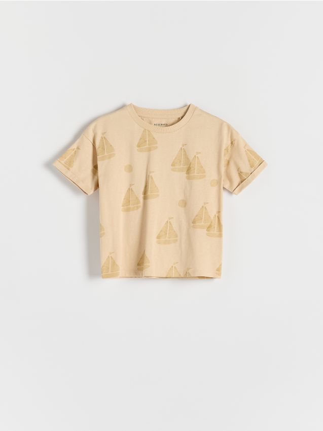 Reserved - tricou cu imprimeu all over - bej