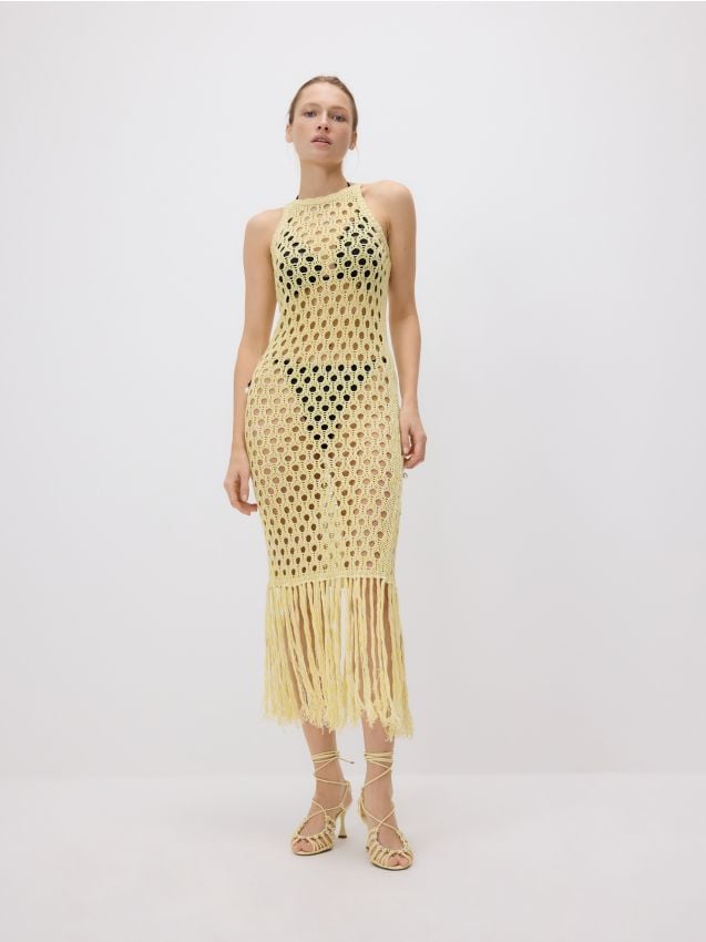 Reserved - Rochie cu broderie englezească - galben-deschis Reserved - Rochie cu broderie englezească - galben-deschis