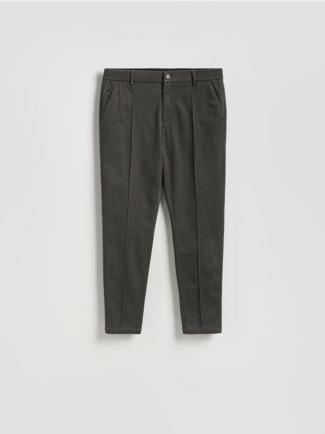 Reserved - Pantaloni de jogger cu pliuri - gri-închis