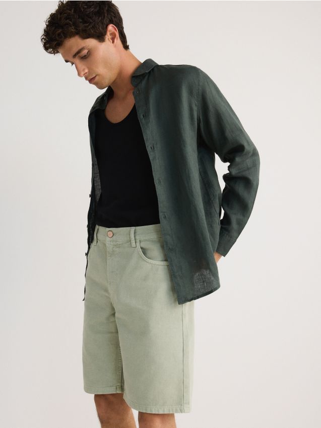 Reserved - pantaloni scurți din denim regular - verde