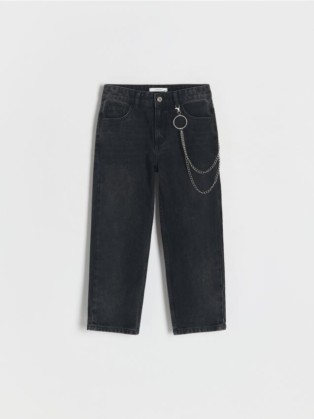 Reserved - Pantaloni cu lanț decorativ - negru