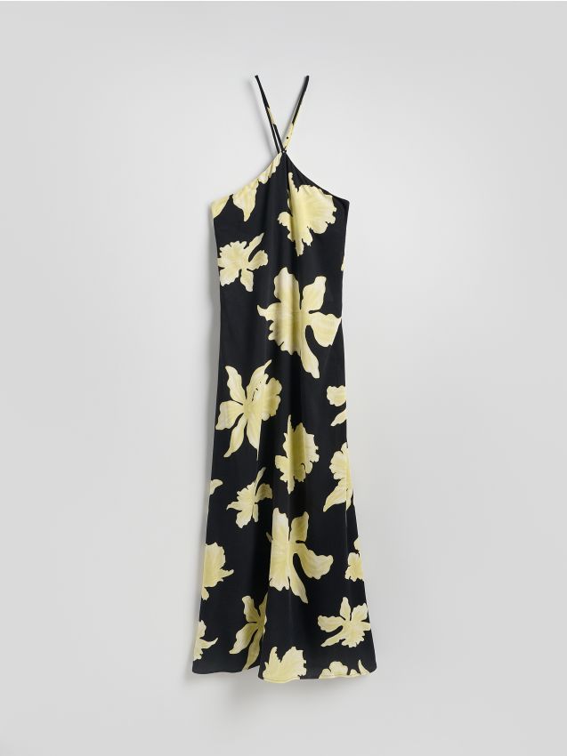 Patterned viscose rich midi dress - RESERVED